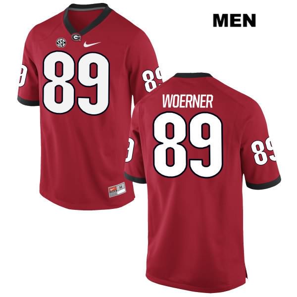 Georgia Bulldogs Men's Charlie Woerner #89 NCAA Authentic Red Nike Stitched College Football Jersey HOG5456SS